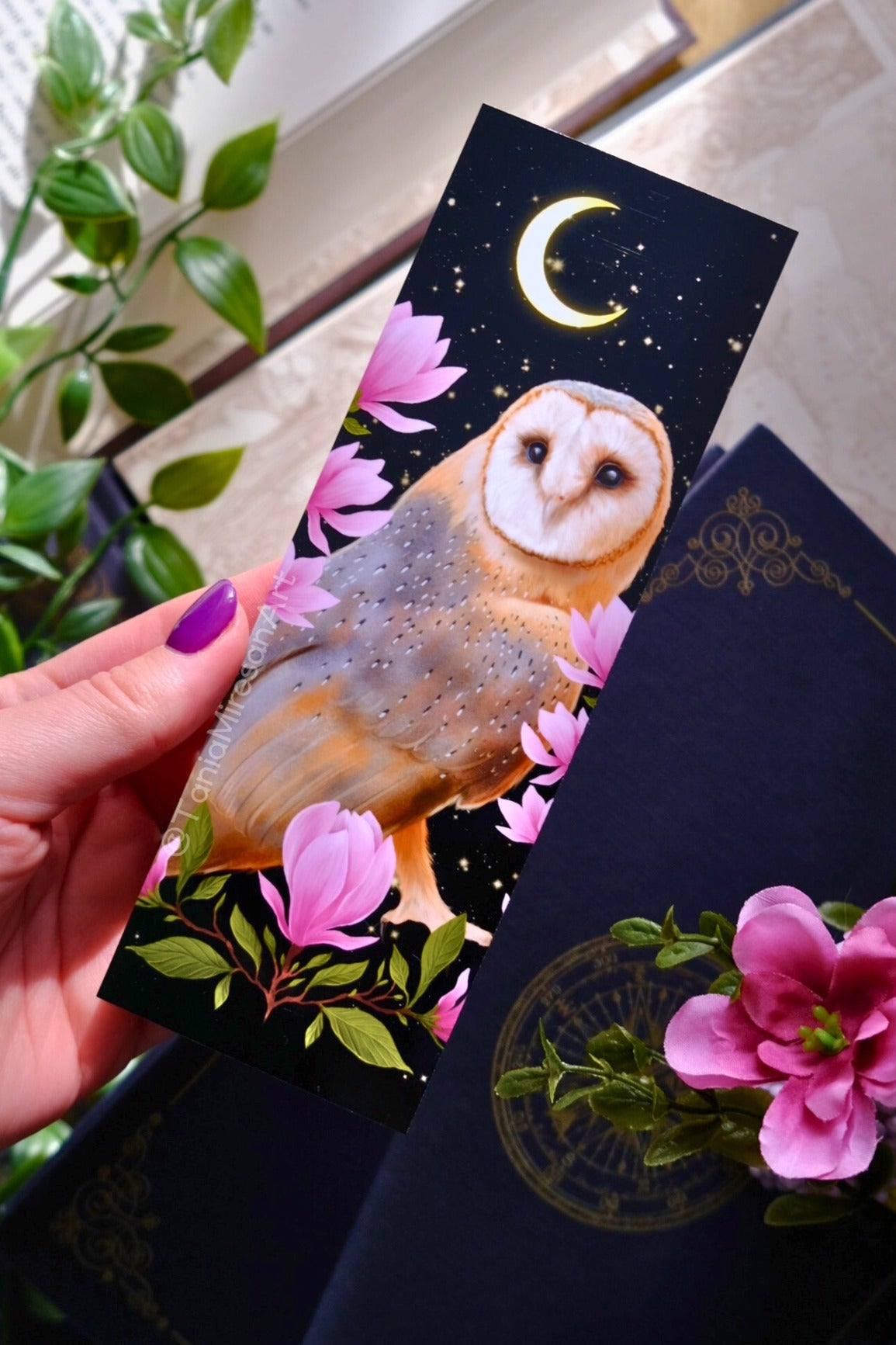 Barn Owl & Magnolia Bookmark