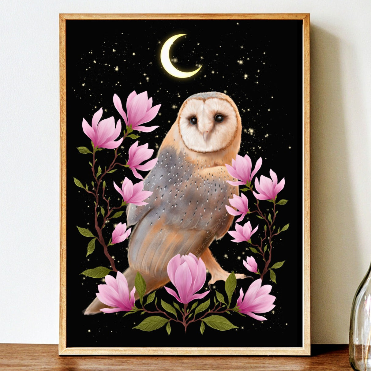 Barn Owl & Magnolia Fine Art Print