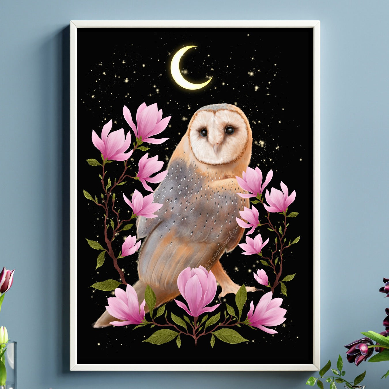 Barn Owl & Magnolia Fine Art Print