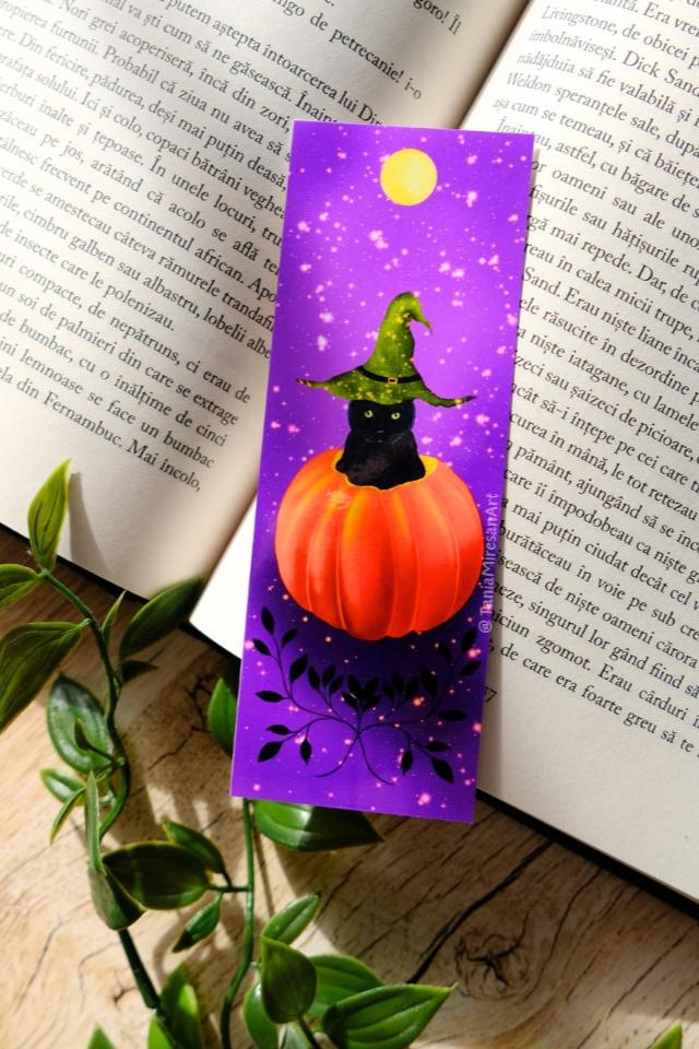 Cat in Pumpkin Bookmark