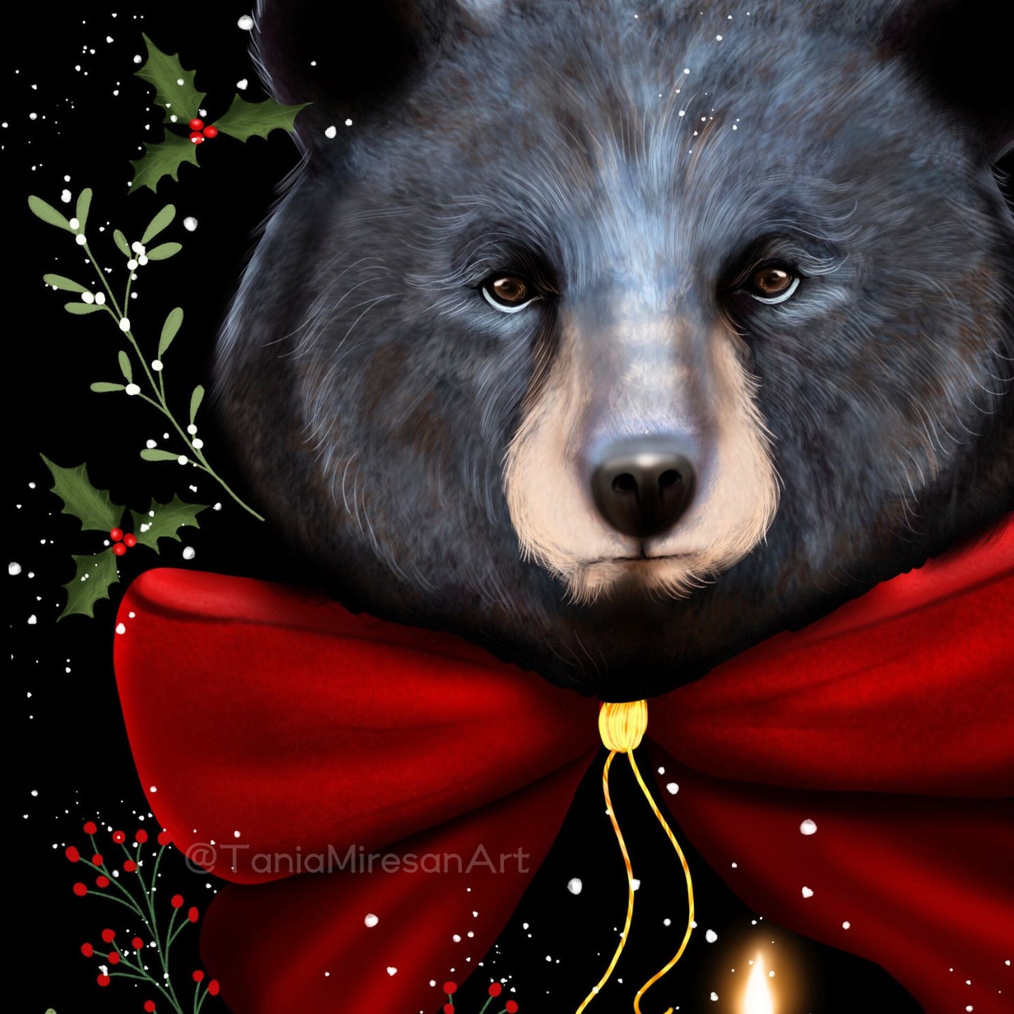 Christmas Black Bear Fine Art Print