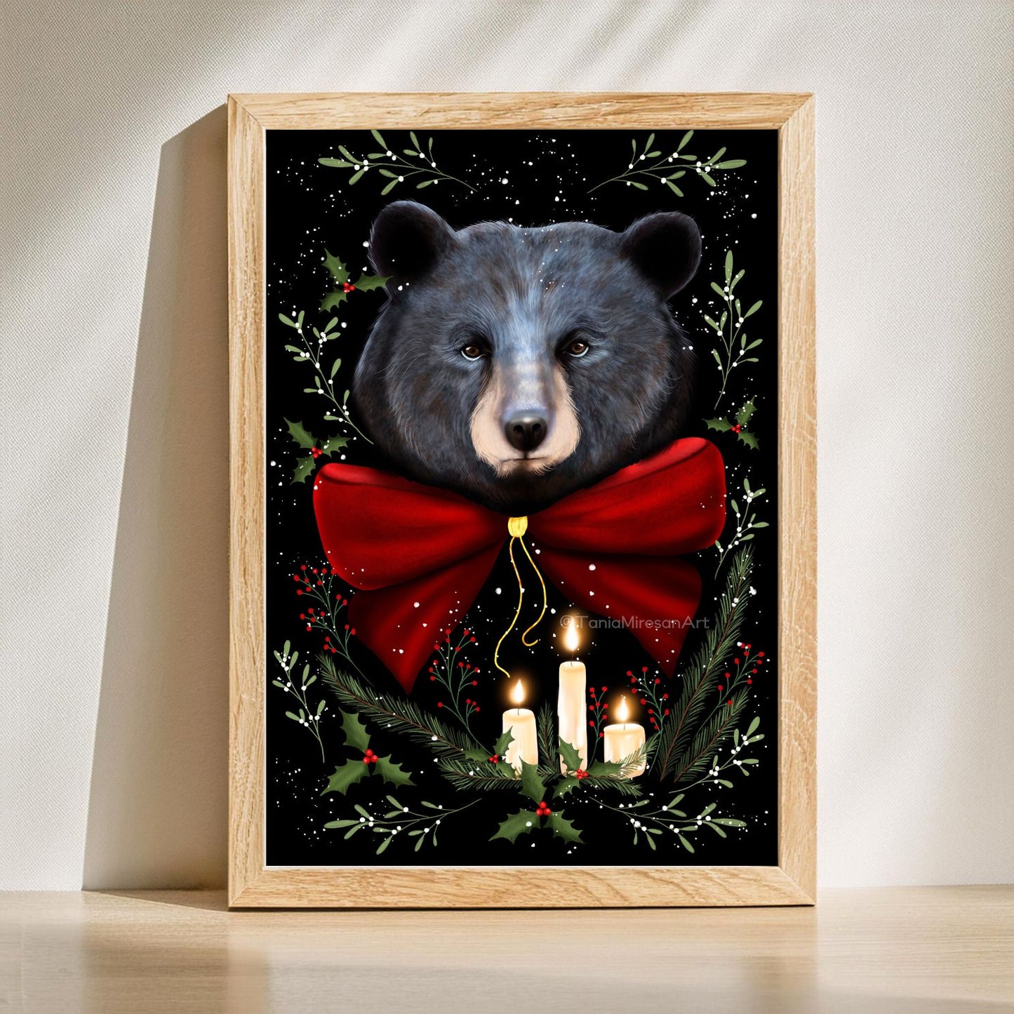 Christmas Black Bear Fine Art Print