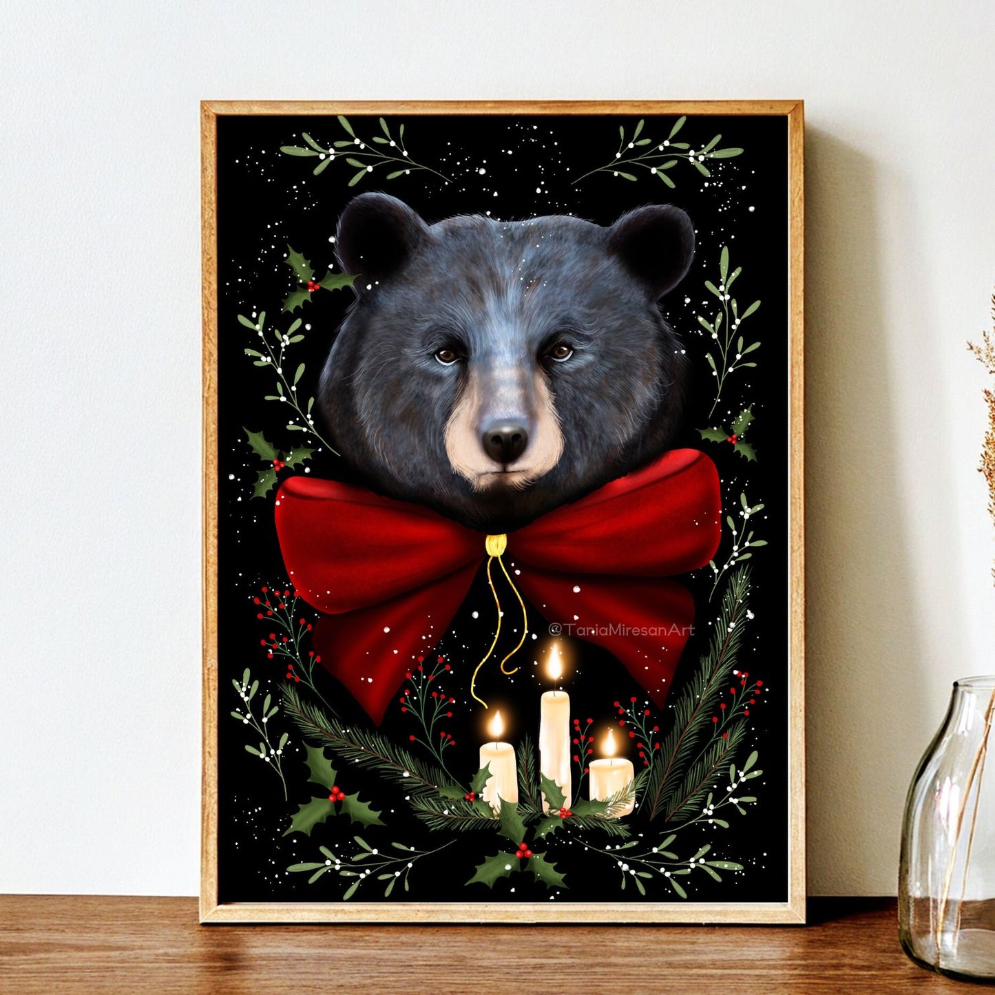 Christmas Black Bear Fine Art Print