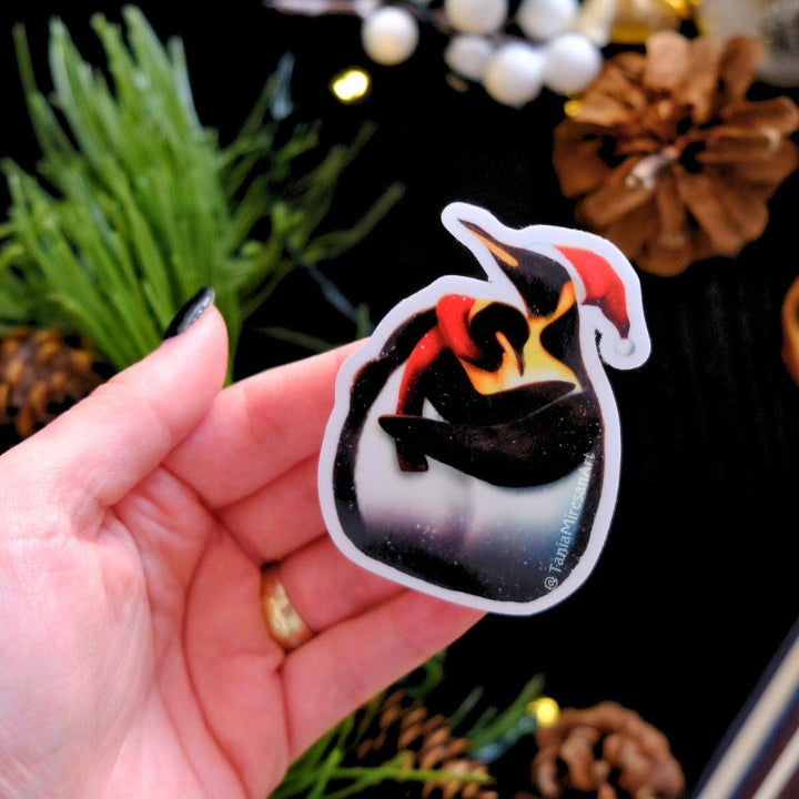 Christmas Penguin Couple Sticker