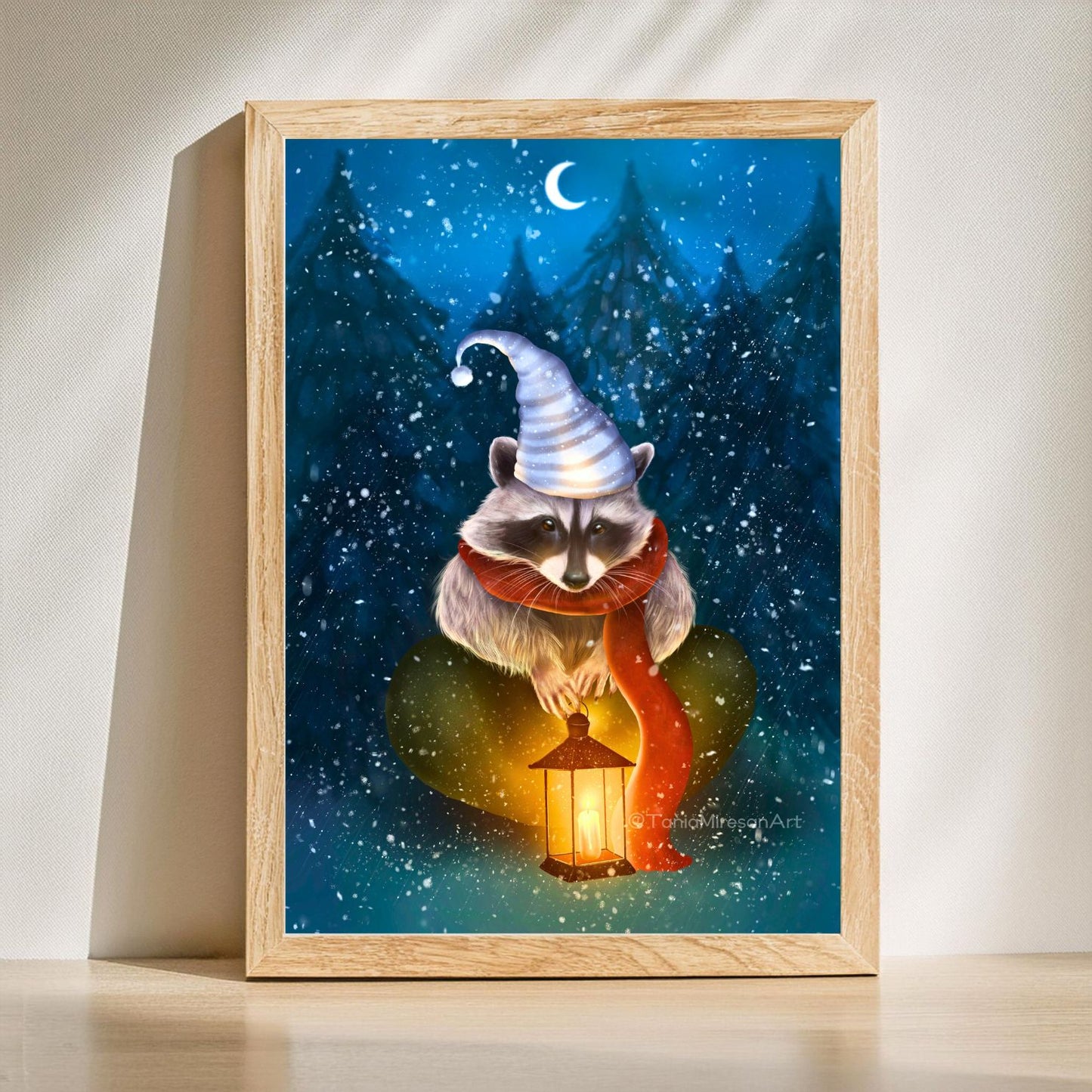 Christmas Raccoon Fine Art Print