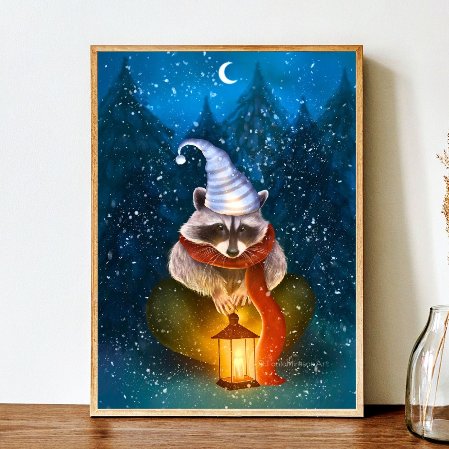 Christmas Raccoon Fine Art Print