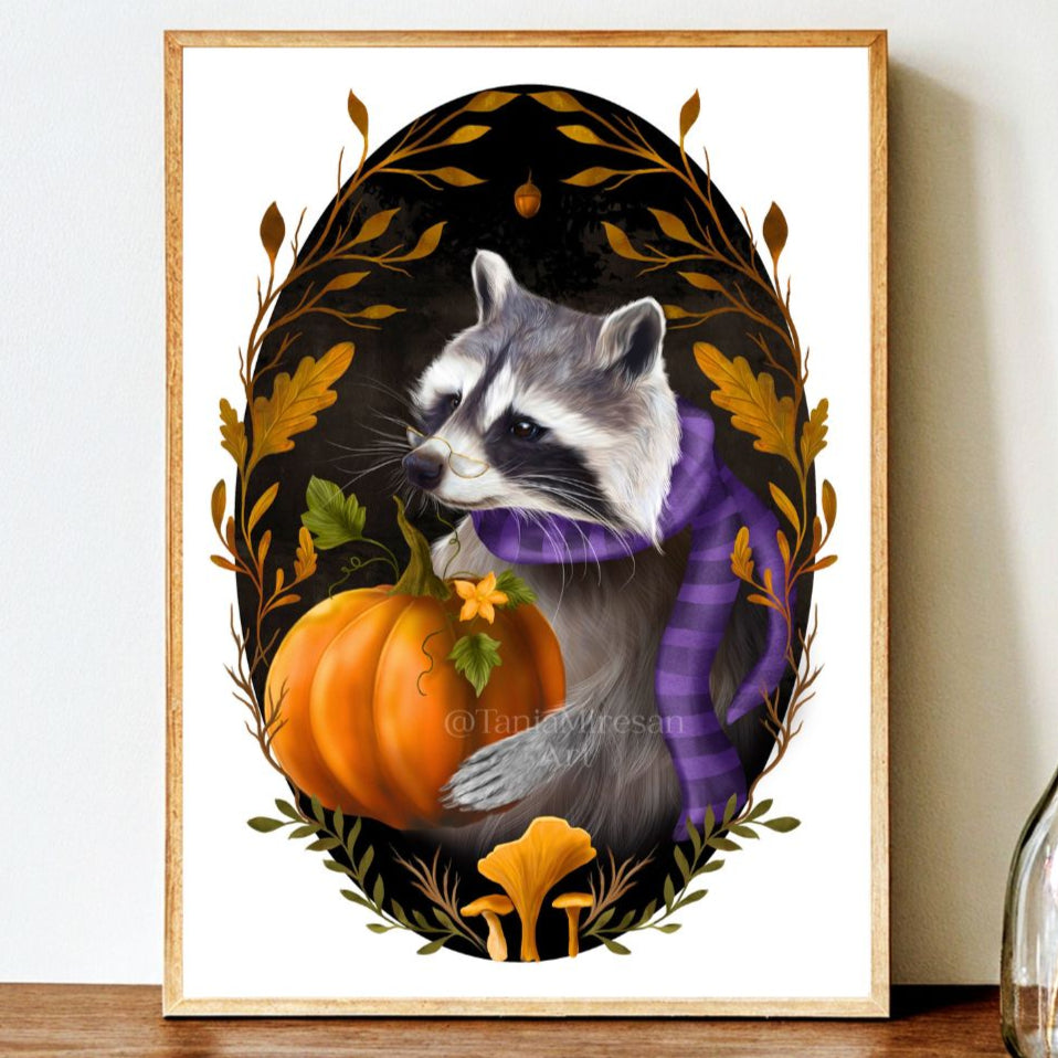 Fall Raccoon Fine Art Print
