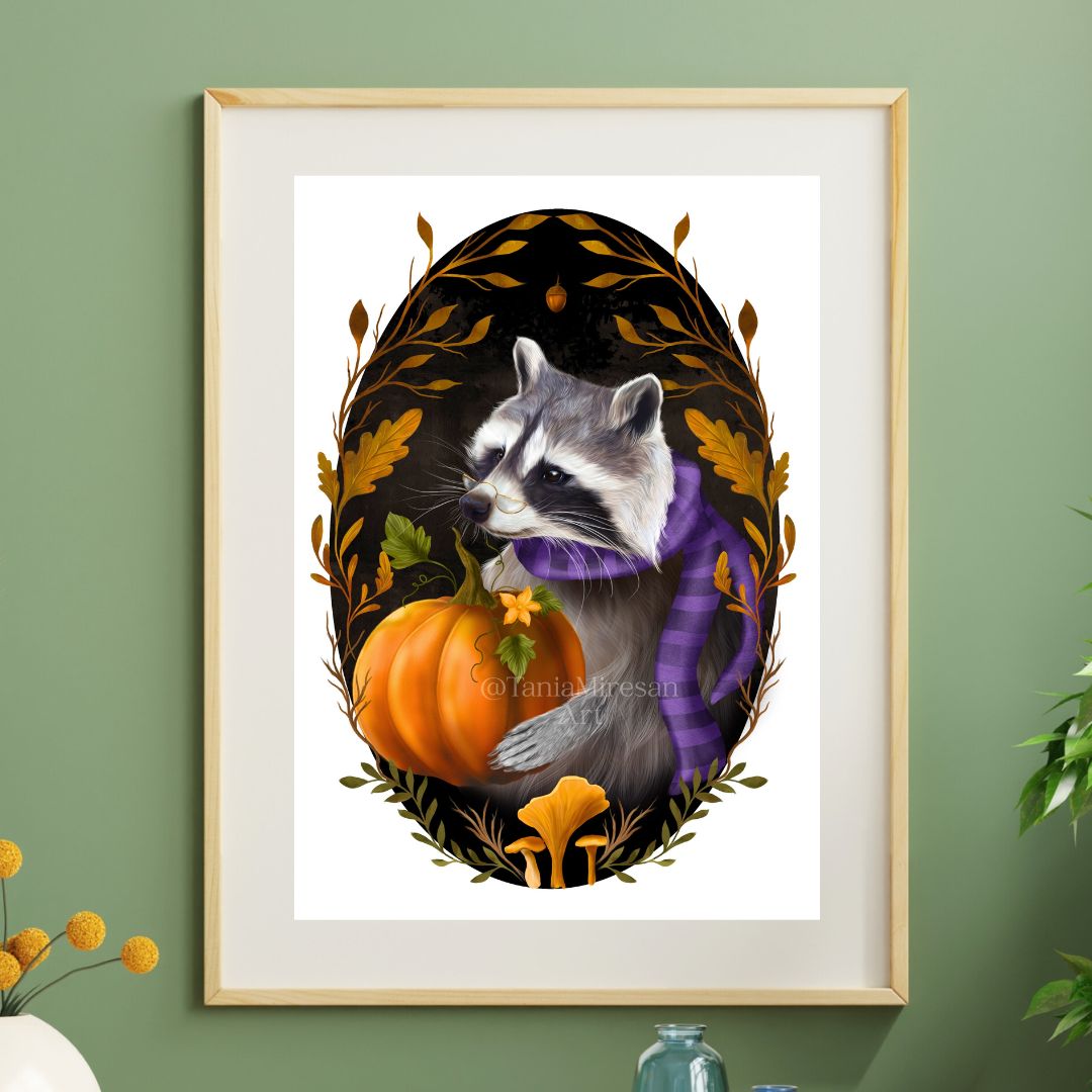 Fall Raccoon Fine Art Print