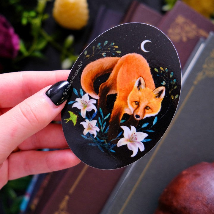 Fox and Lilies Sticker