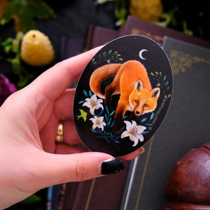 Fox and Lilies Sticker