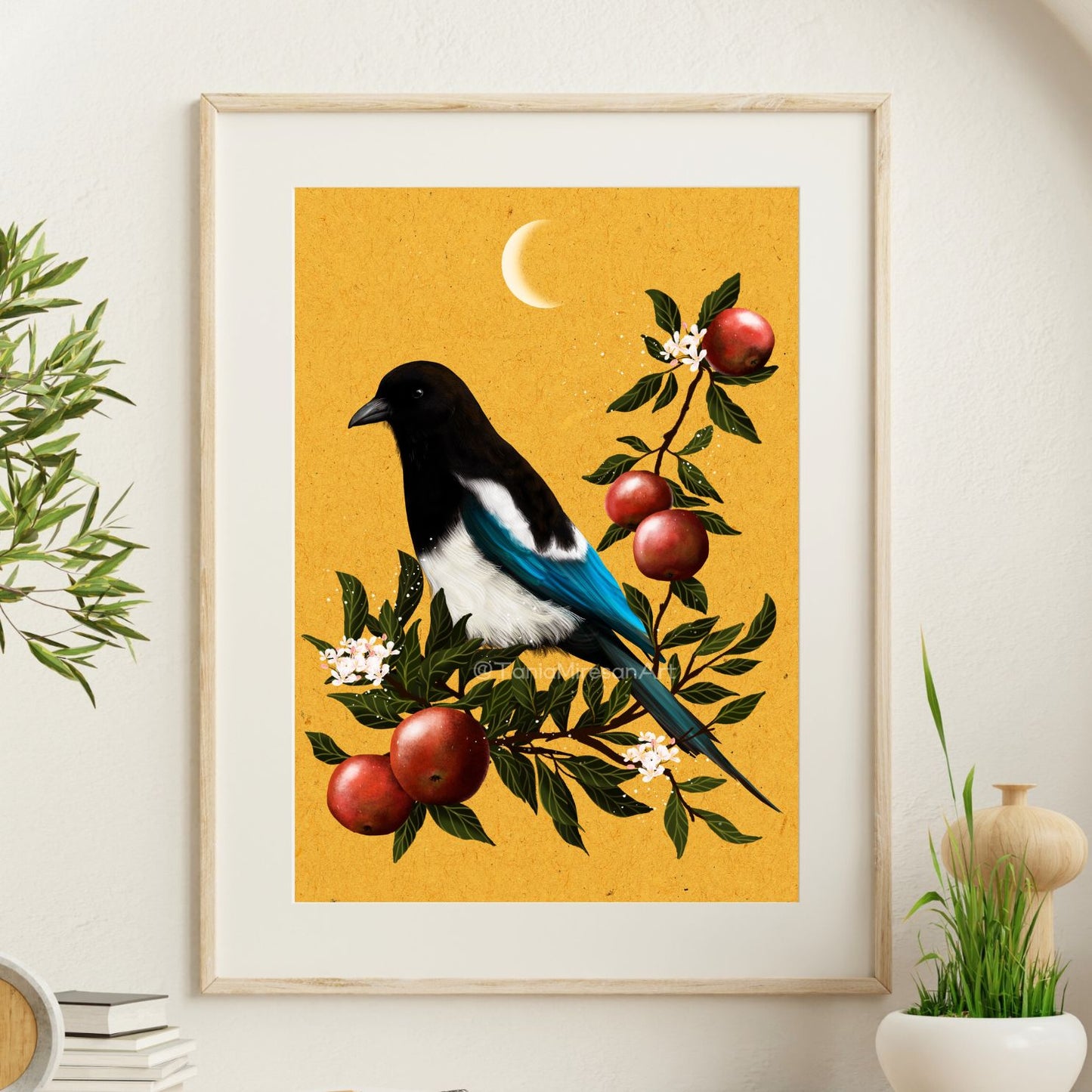 Magpie and Apples Fine Art Print