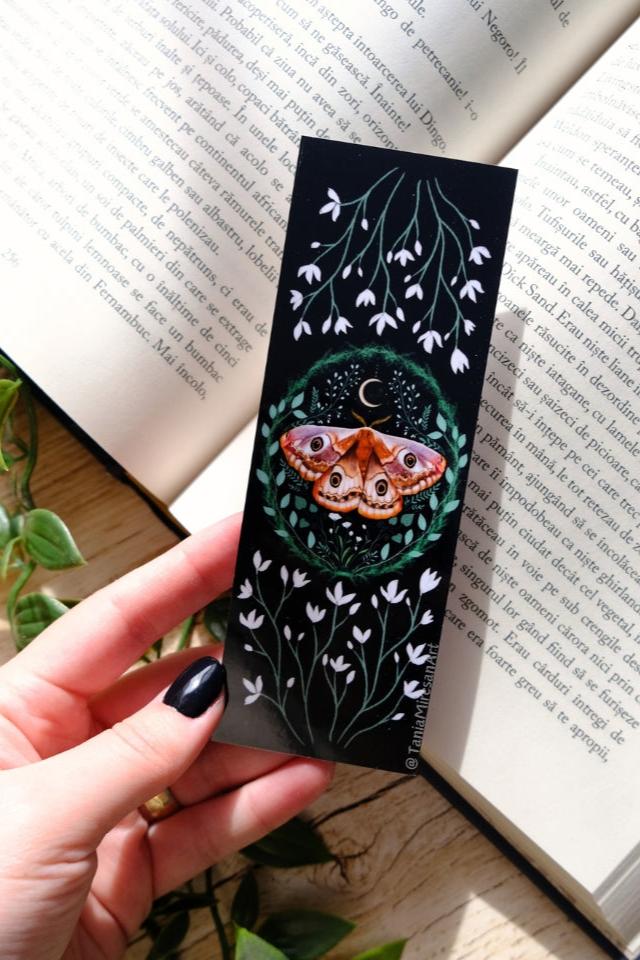 Moth and Flowers Bookmark
