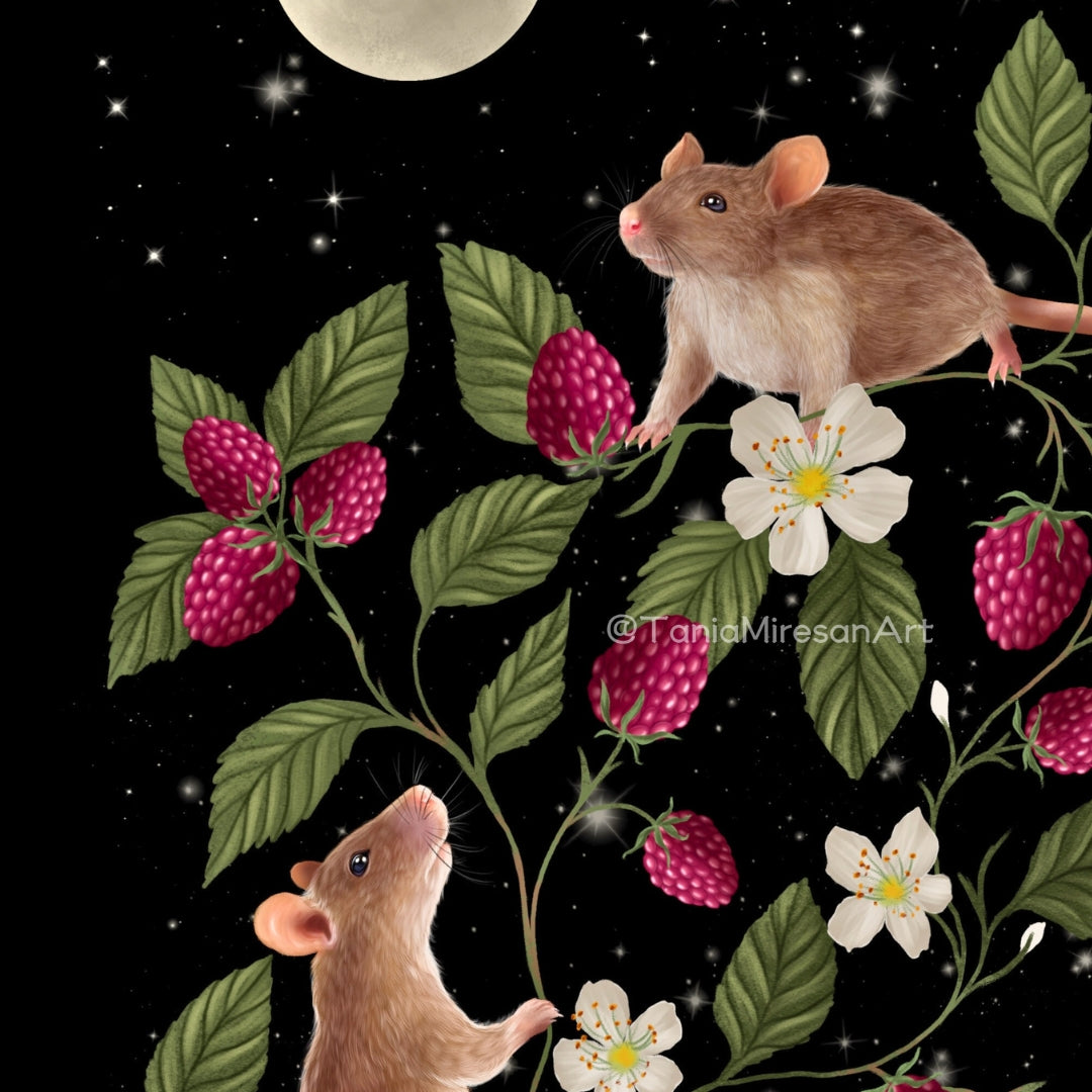 Mouse and Raspberry Fine Art Print