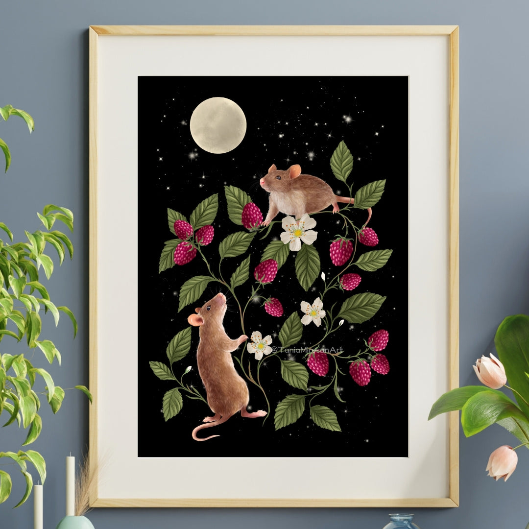 Mouse and Raspberry Fine Art Print