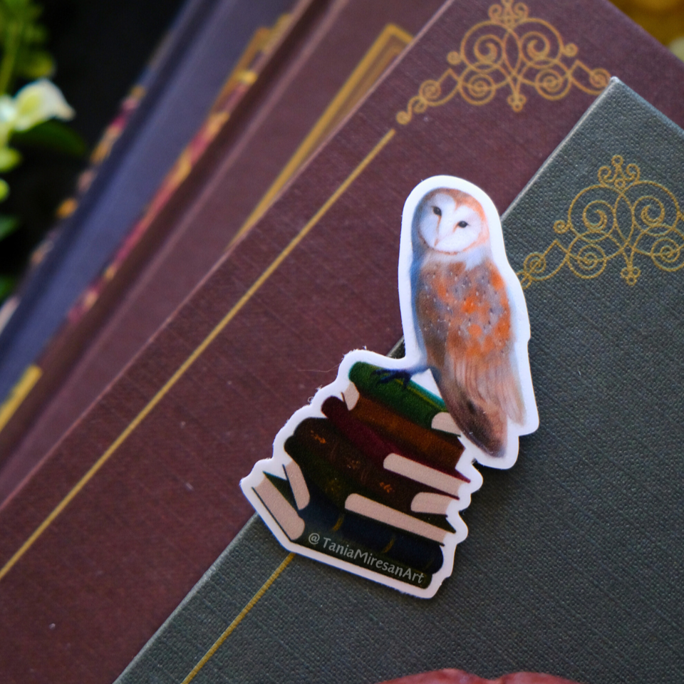 Owl and Books Sticker