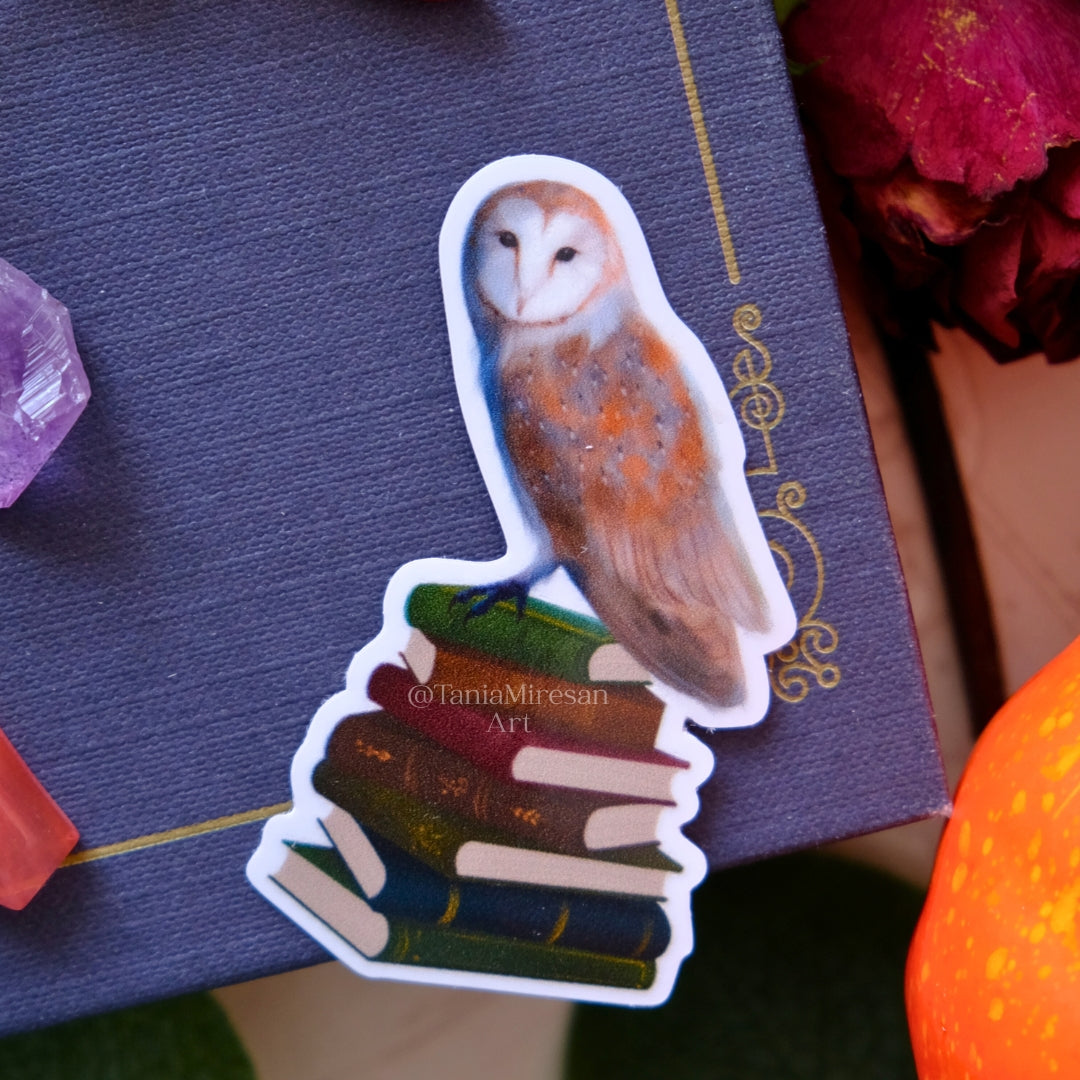 Owl and Books Sticker