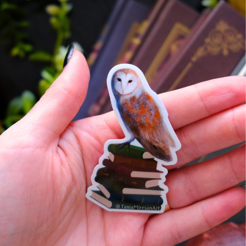 Owl and Books Sticker