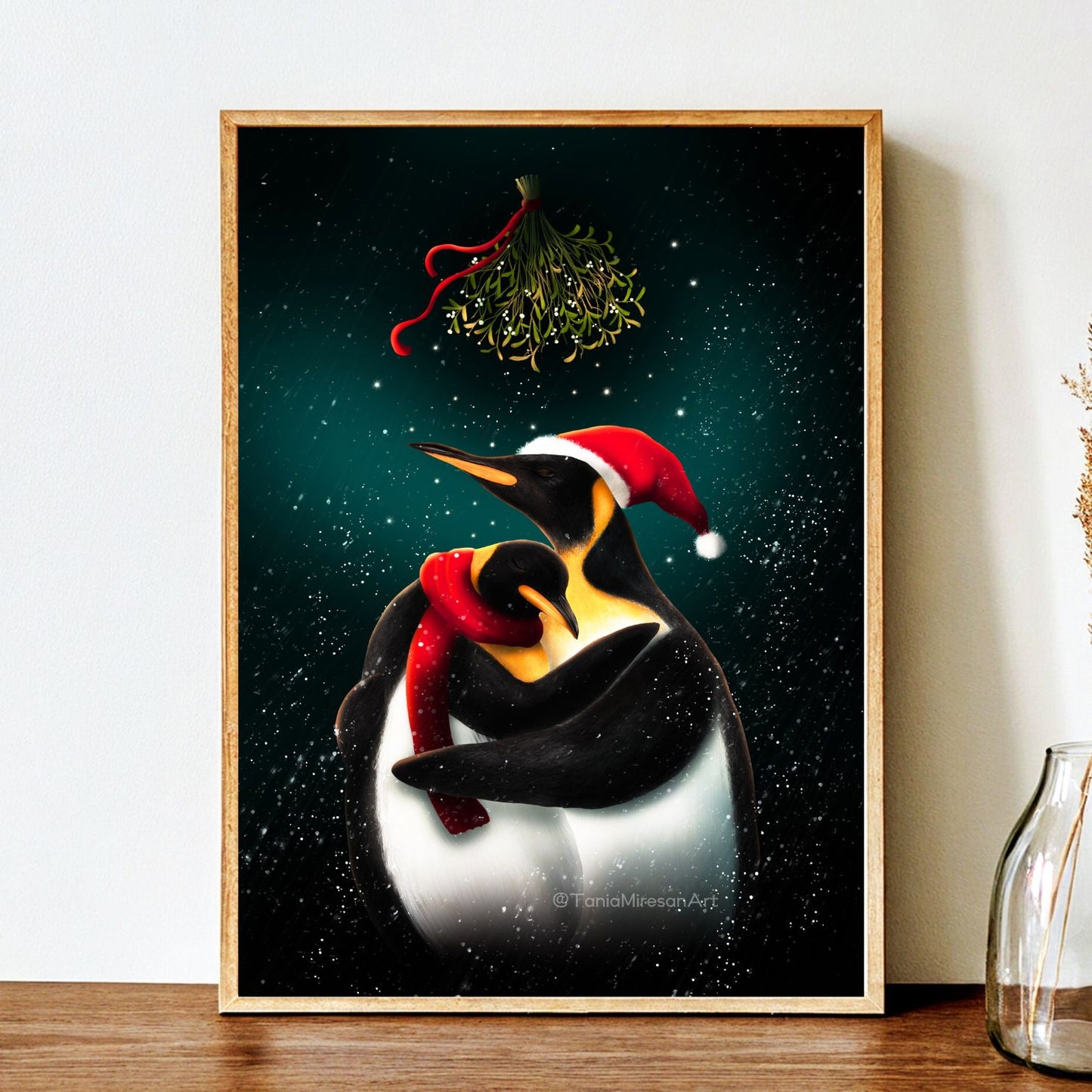 Christmas Penguin Couple Fine Art Print