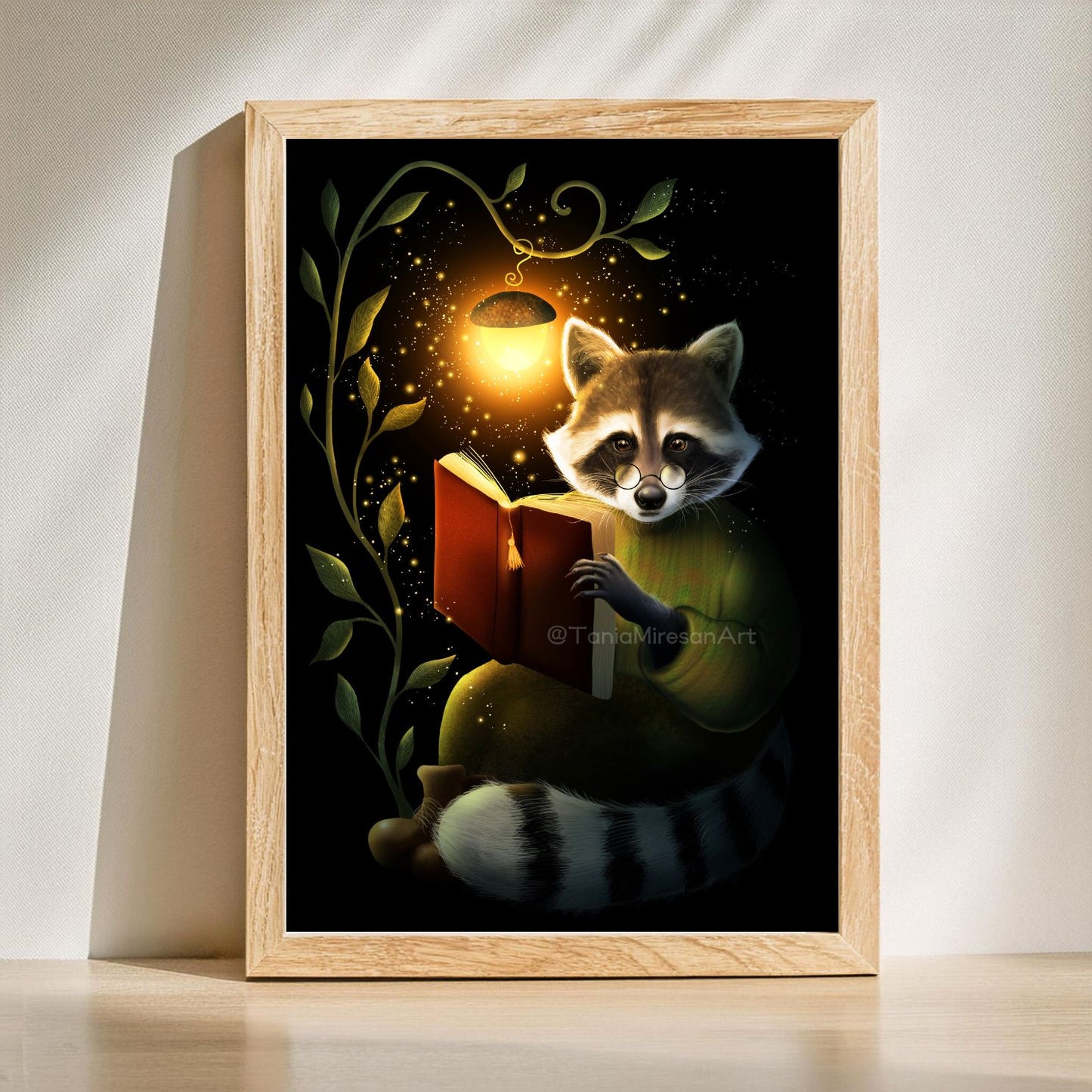 Raccoon Reading Fine Art Print