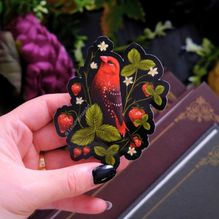 Strawberry Finch Sticker