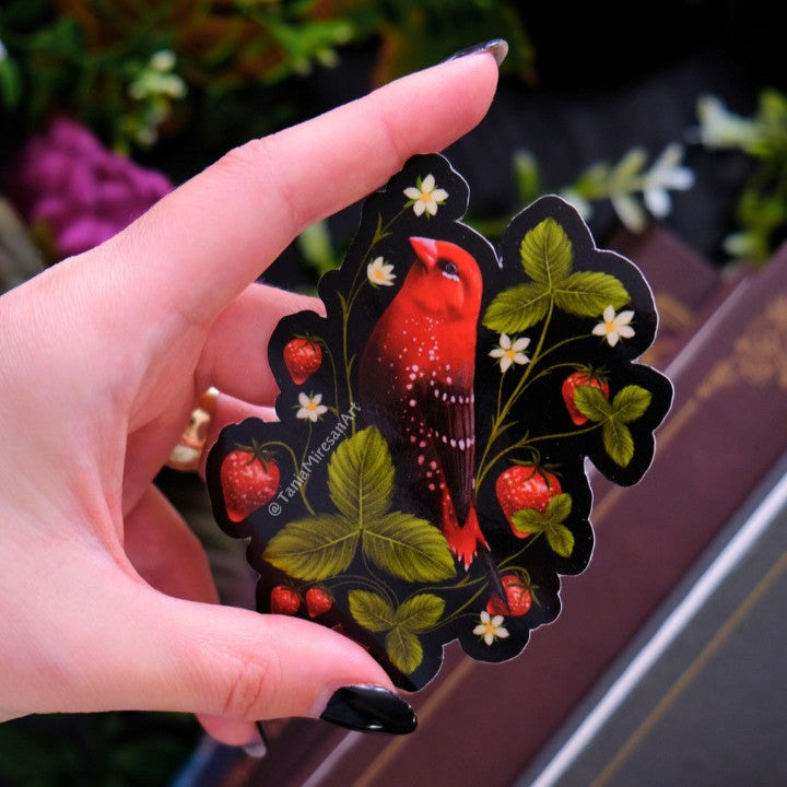 Strawberry Finch Sticker