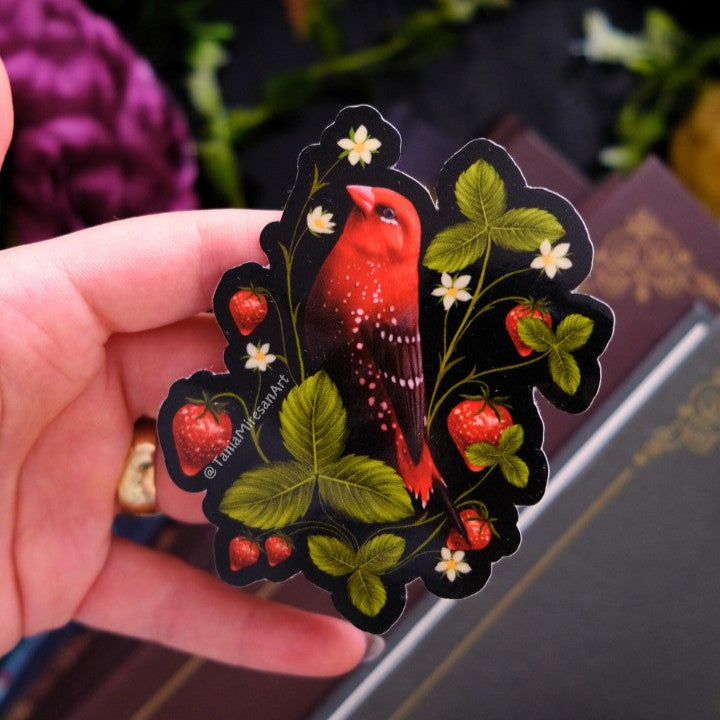 Strawberry Finch Sticker
