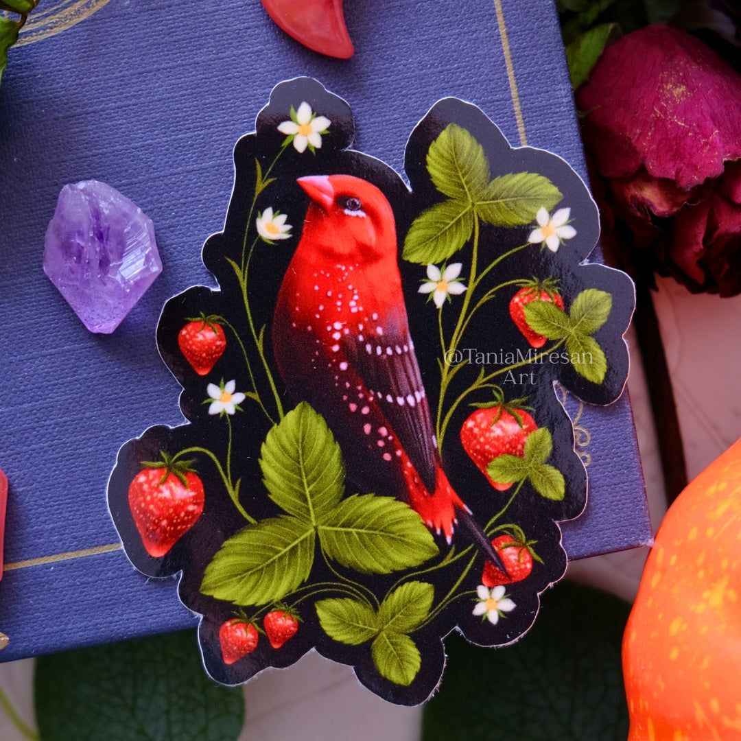 Strawberry Finch Sticker
