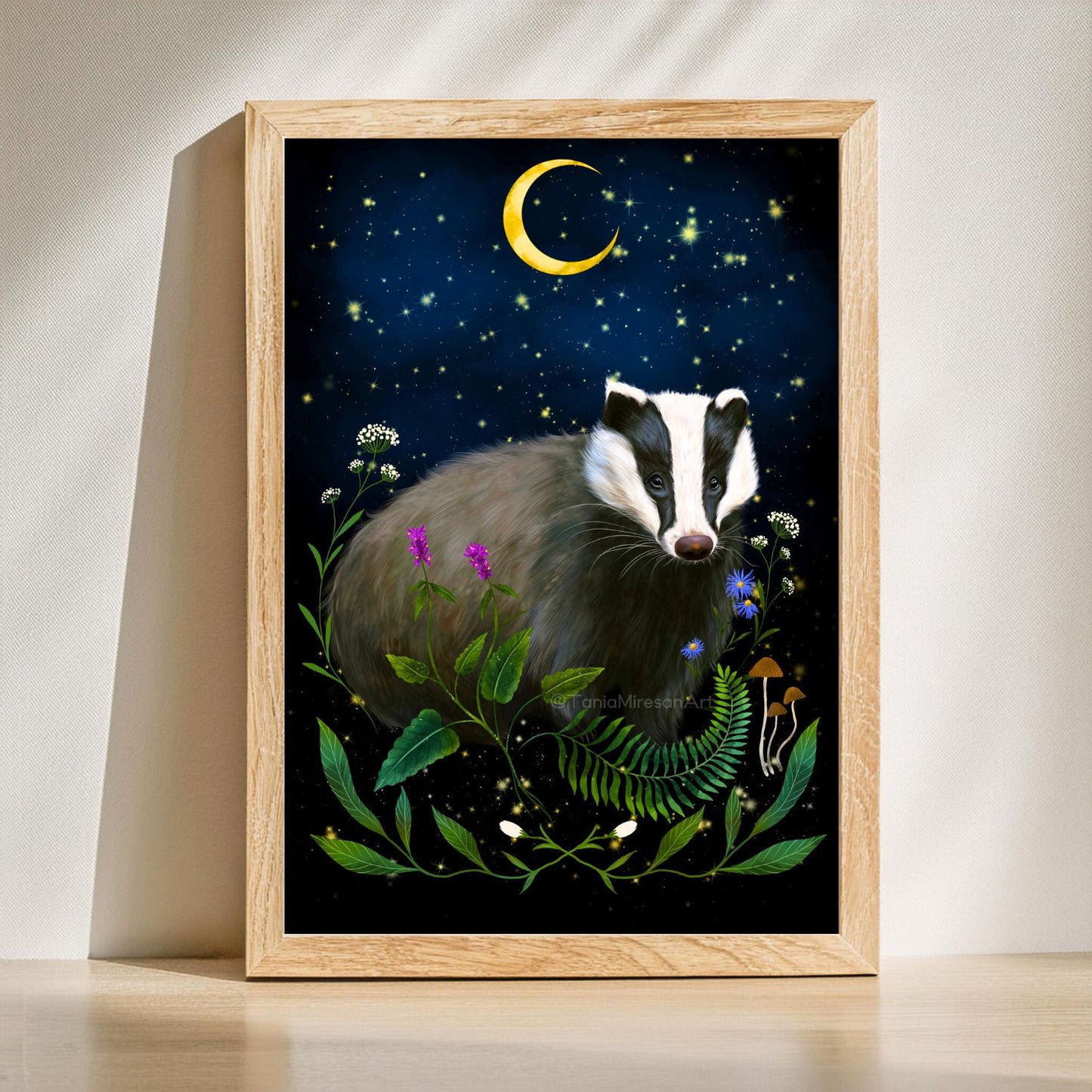 Whimsical Badger Fine Art Print