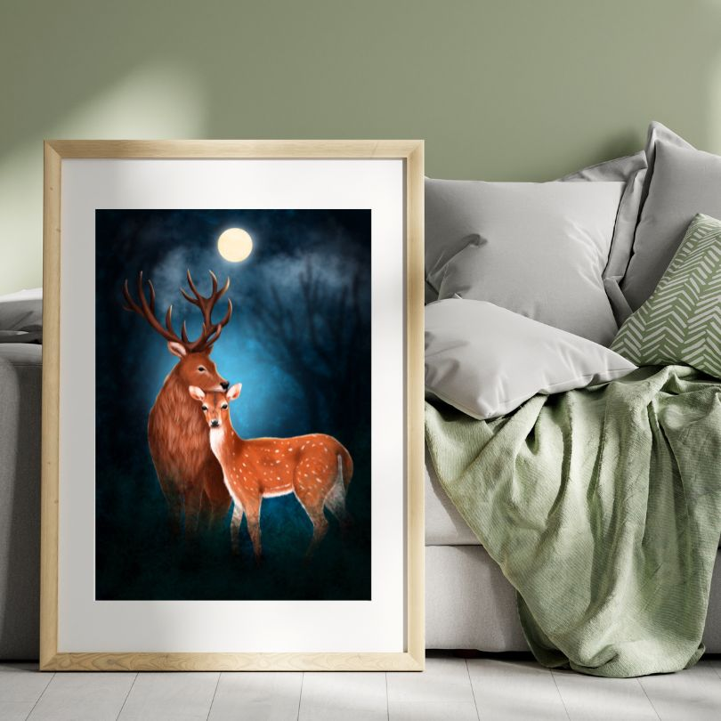 Deer Couple Illustration, Cover of Tania Miresan's Animal Couple Fine Art Prints Collection