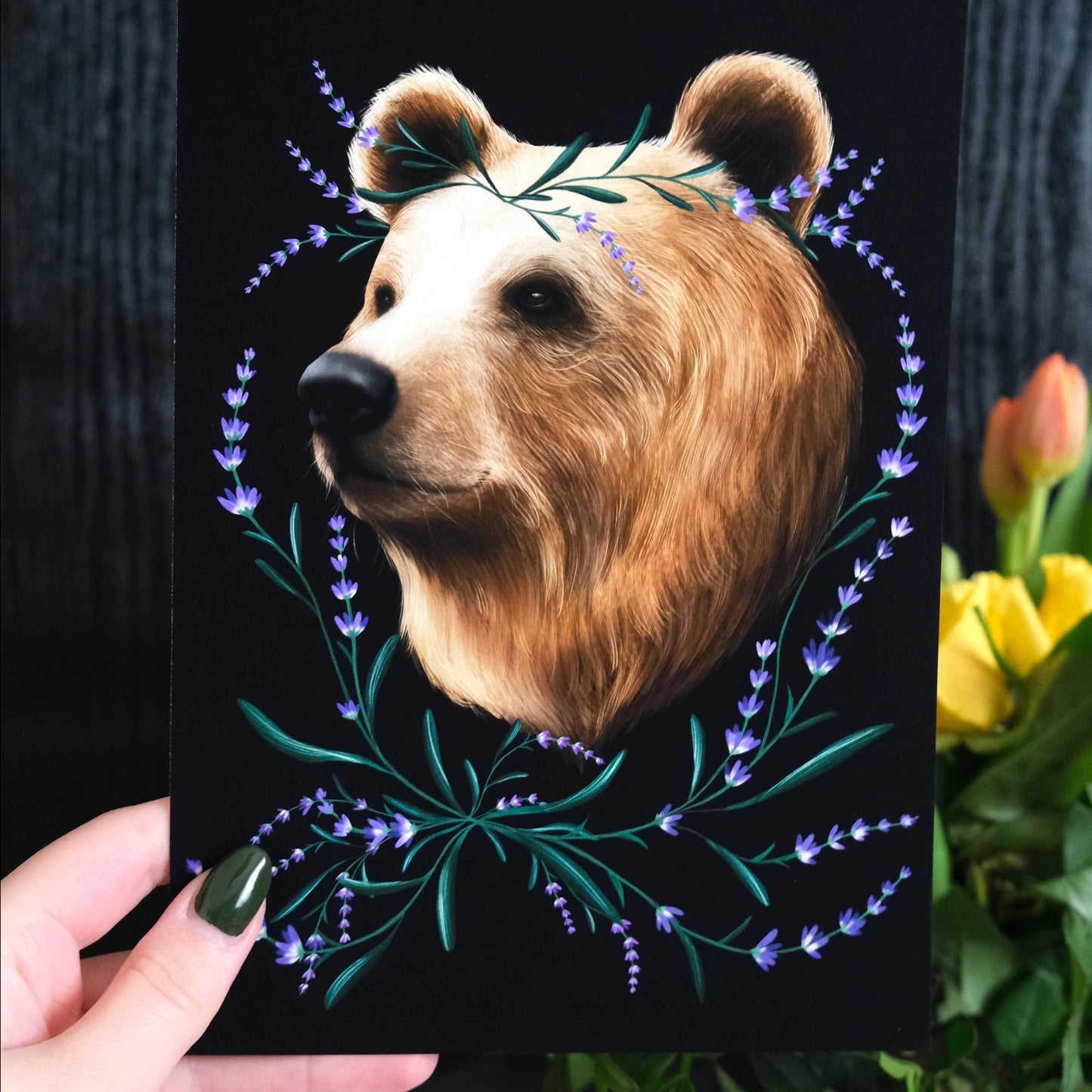 Bear and Lavender Fine Art Print