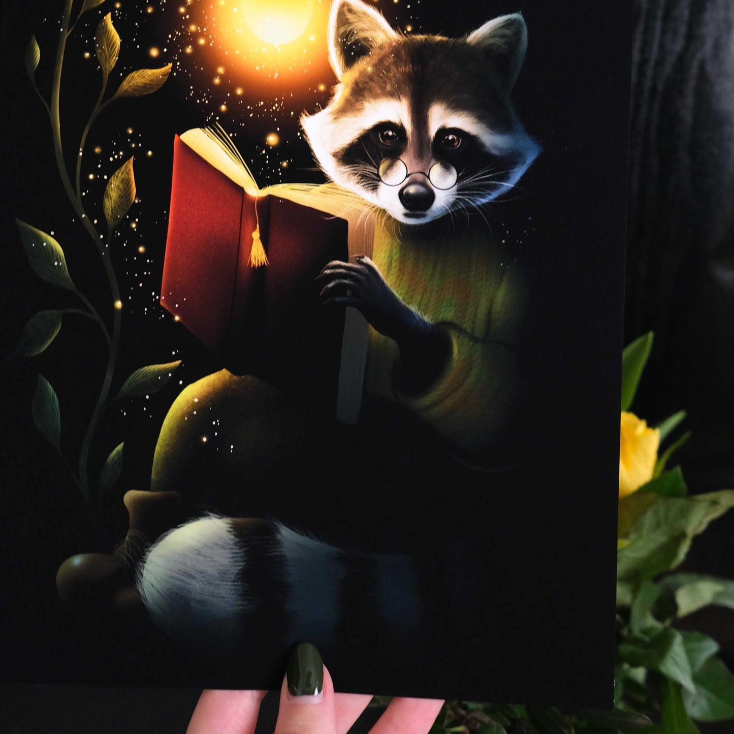 Raccoon Reading Fine Art Print