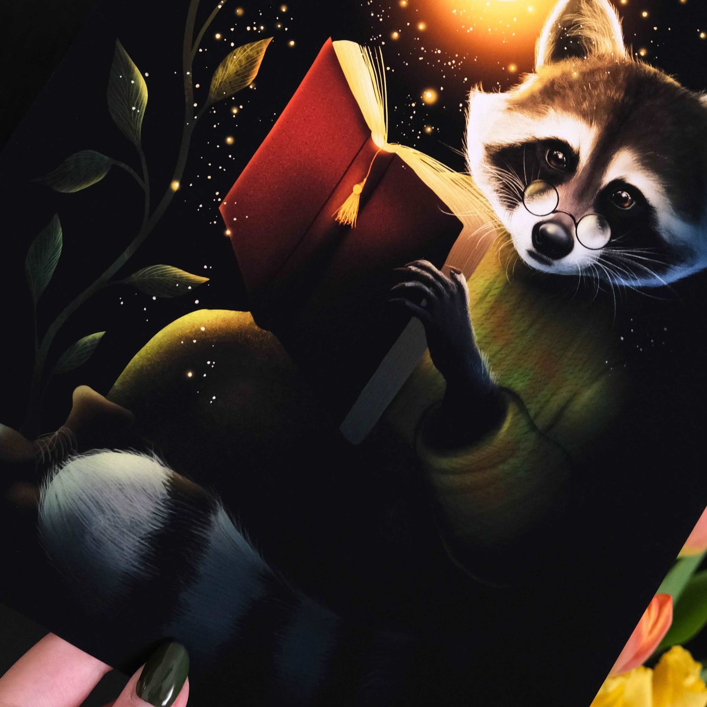 Raccoon Reading Fine Art Print