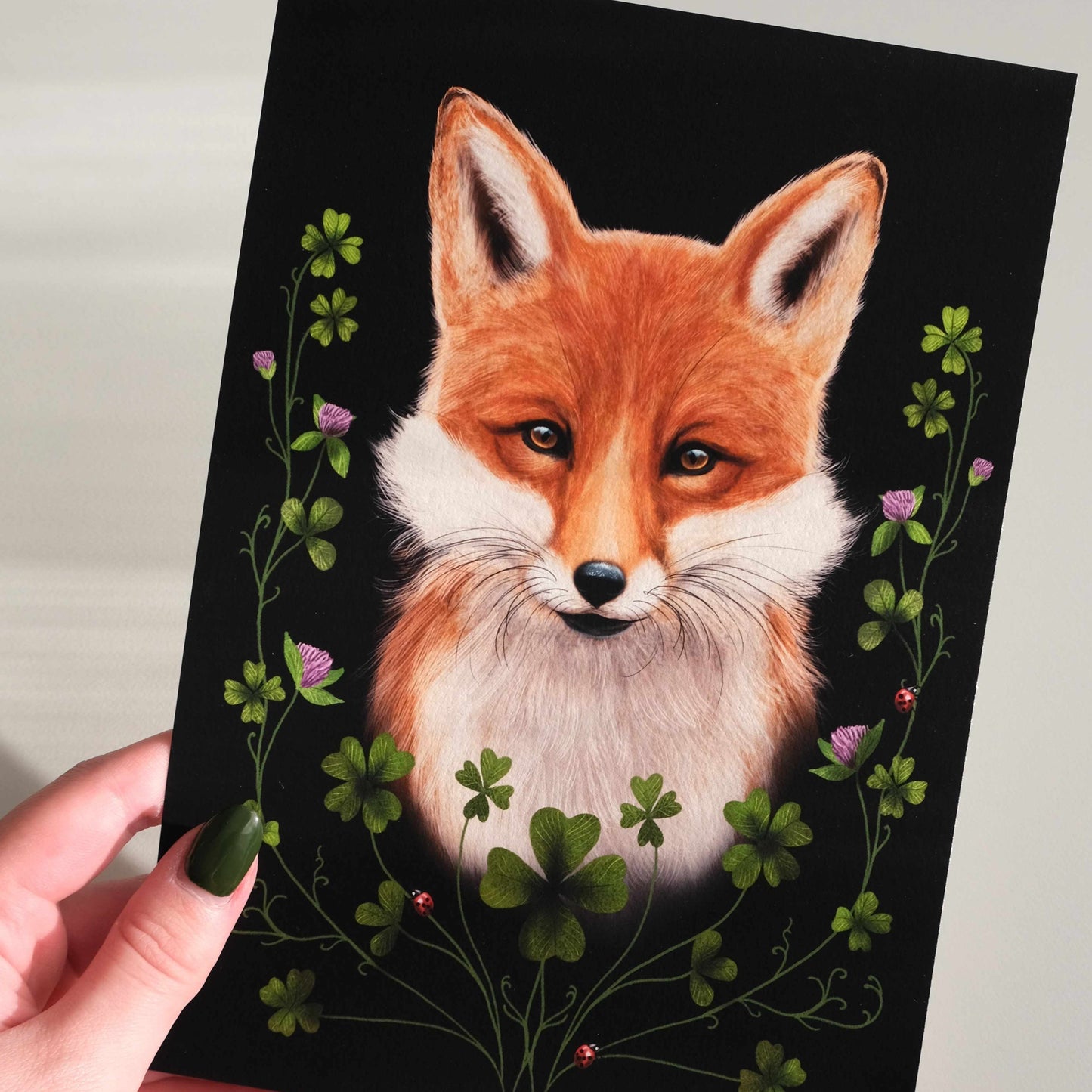 Fox and Clovers Fine Art Print