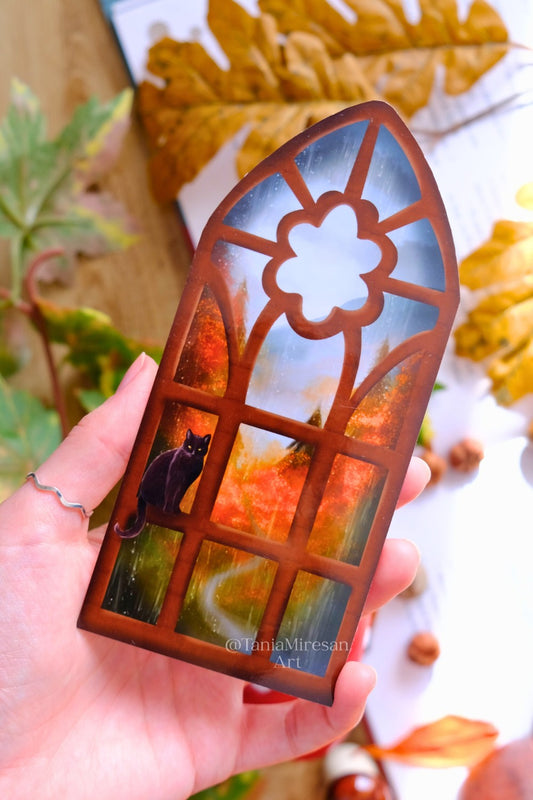 Cat & Rainy Window Bookmark