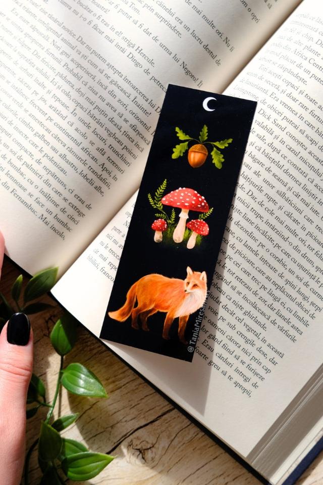 Autumn Fox Mushroom Bookmark