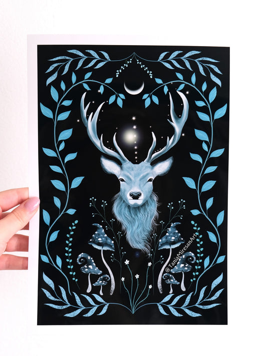Blue Stag Glossy Print