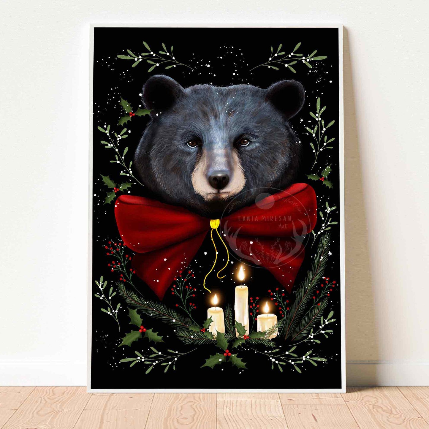 Christmas Black Bear Fine Art Print