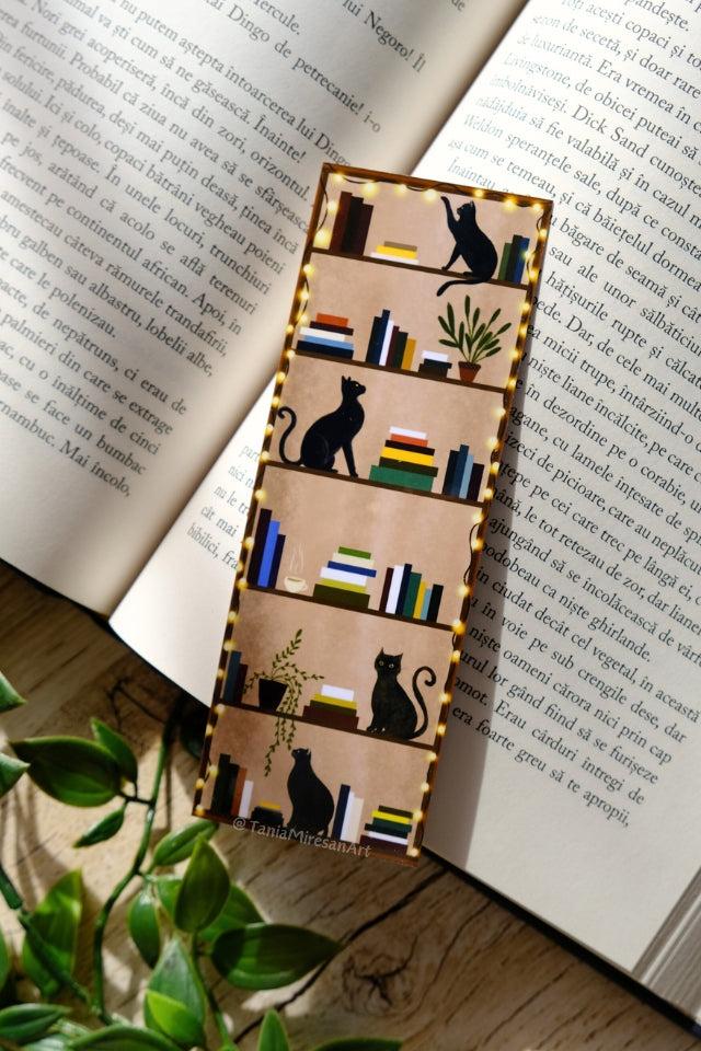 Cat Bookshelf Bookmark