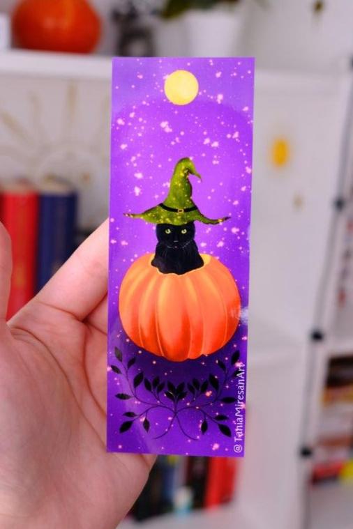 Cat in Pumpkin Bookmark