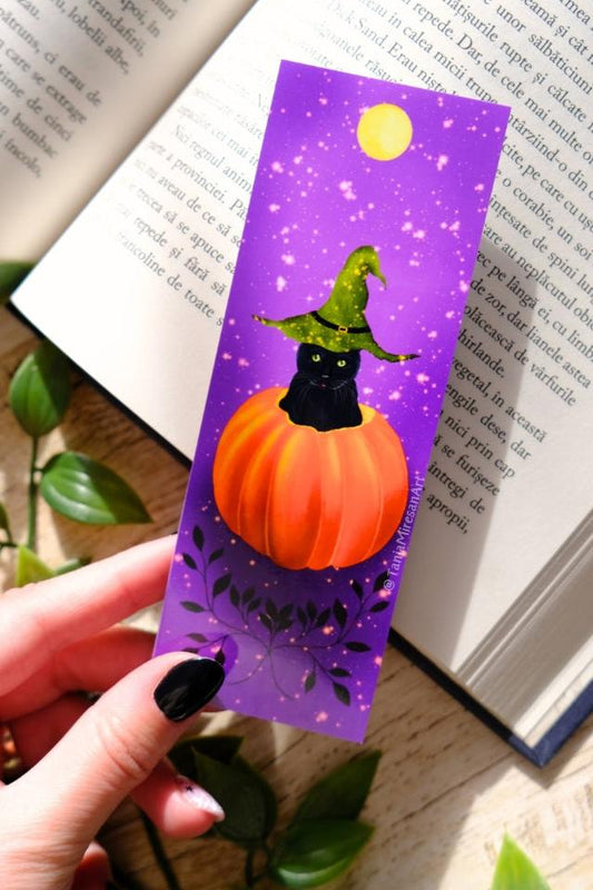 Cat in Pumpkin Bookmark