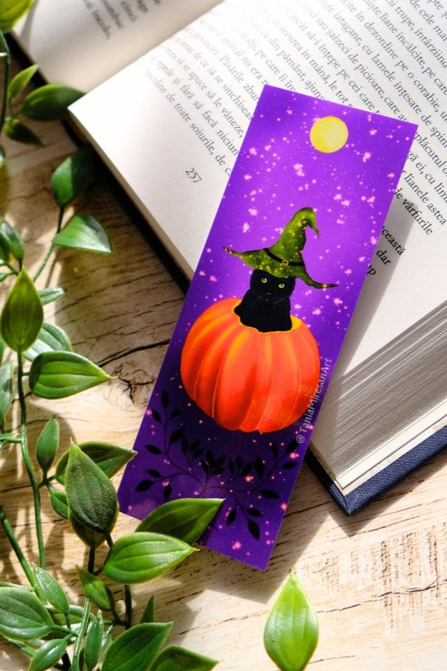 Cat in Pumpkin Bookmark