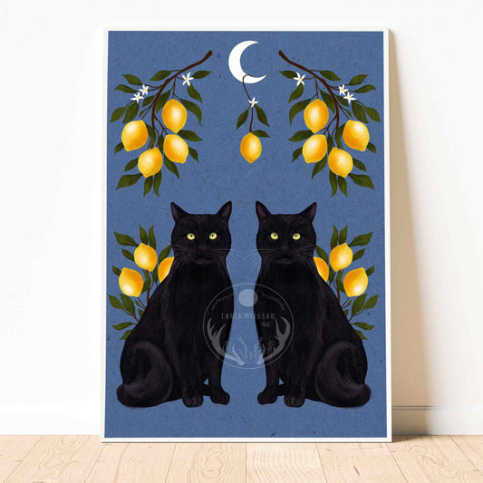 Cats and Lemons Fine Art Print