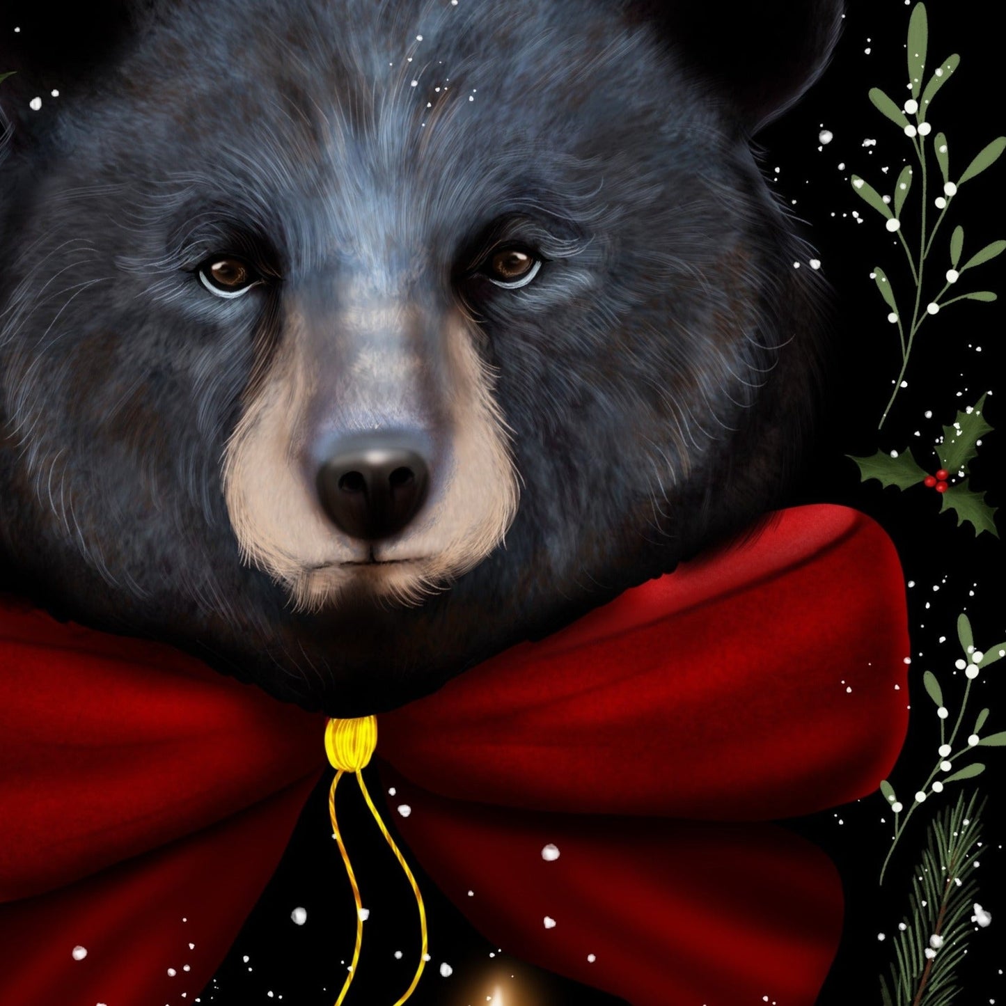 Christmas Black Bear Fine Art Print