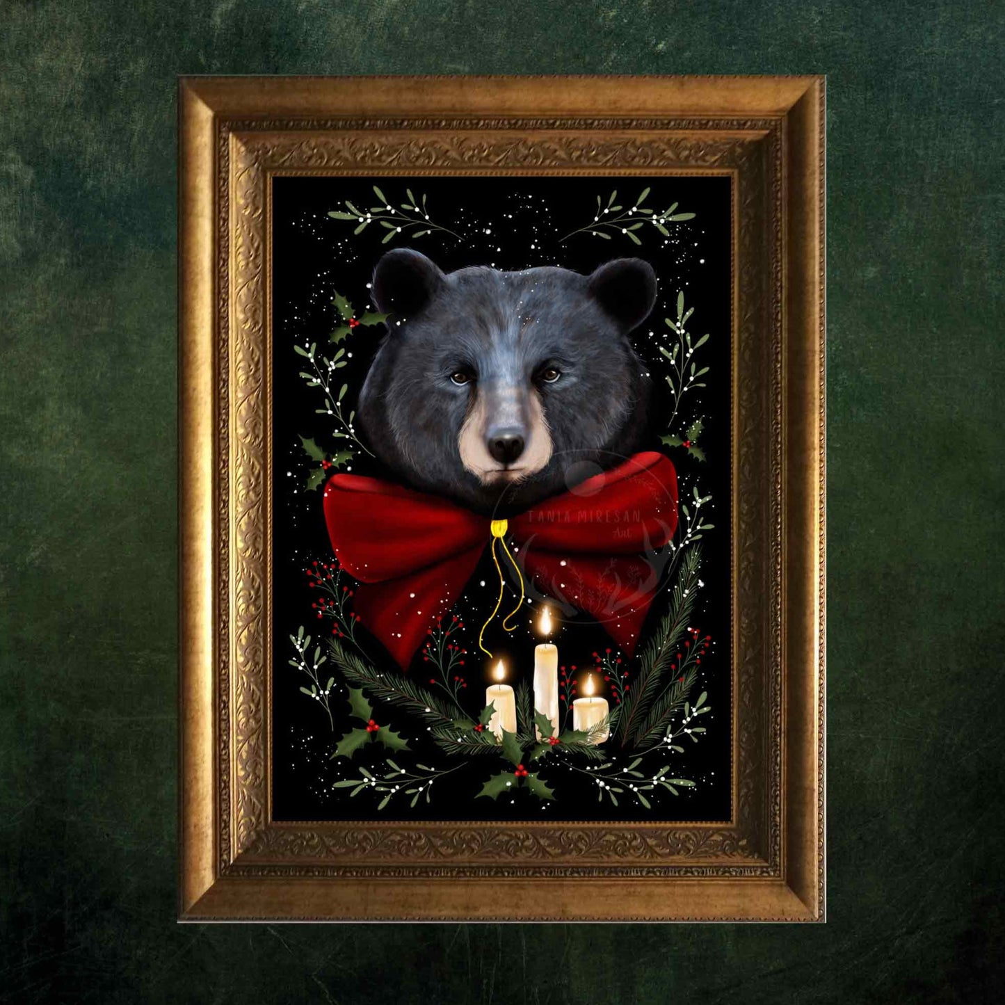 Christmas Black Bear Fine Art Print