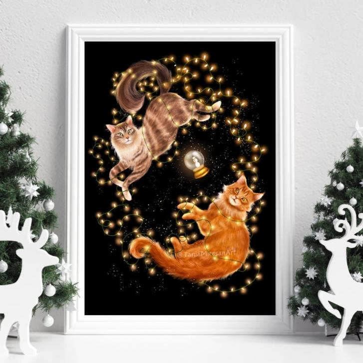 Christmas Cats Fine Art Print