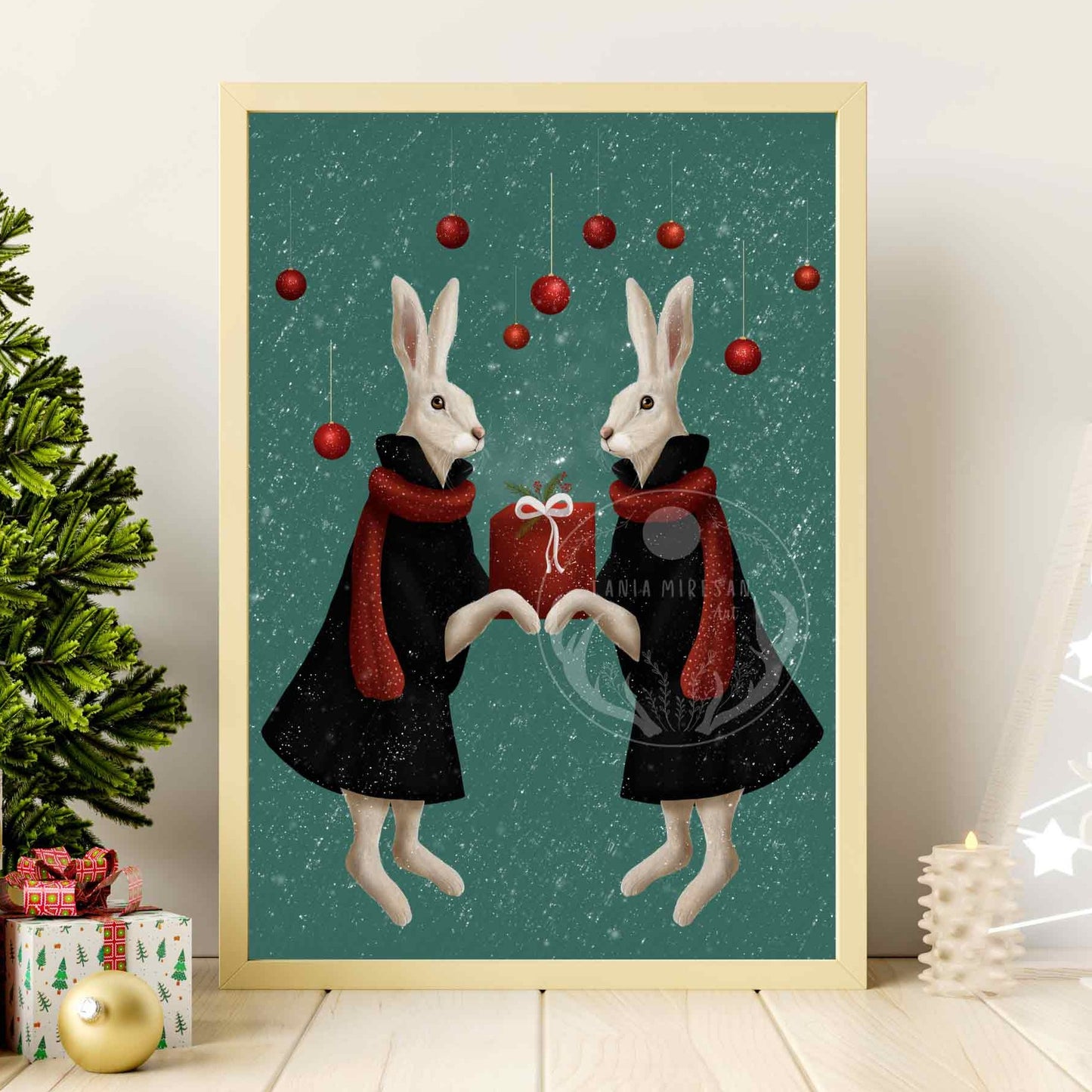 Christmas Hares Fine Art Print