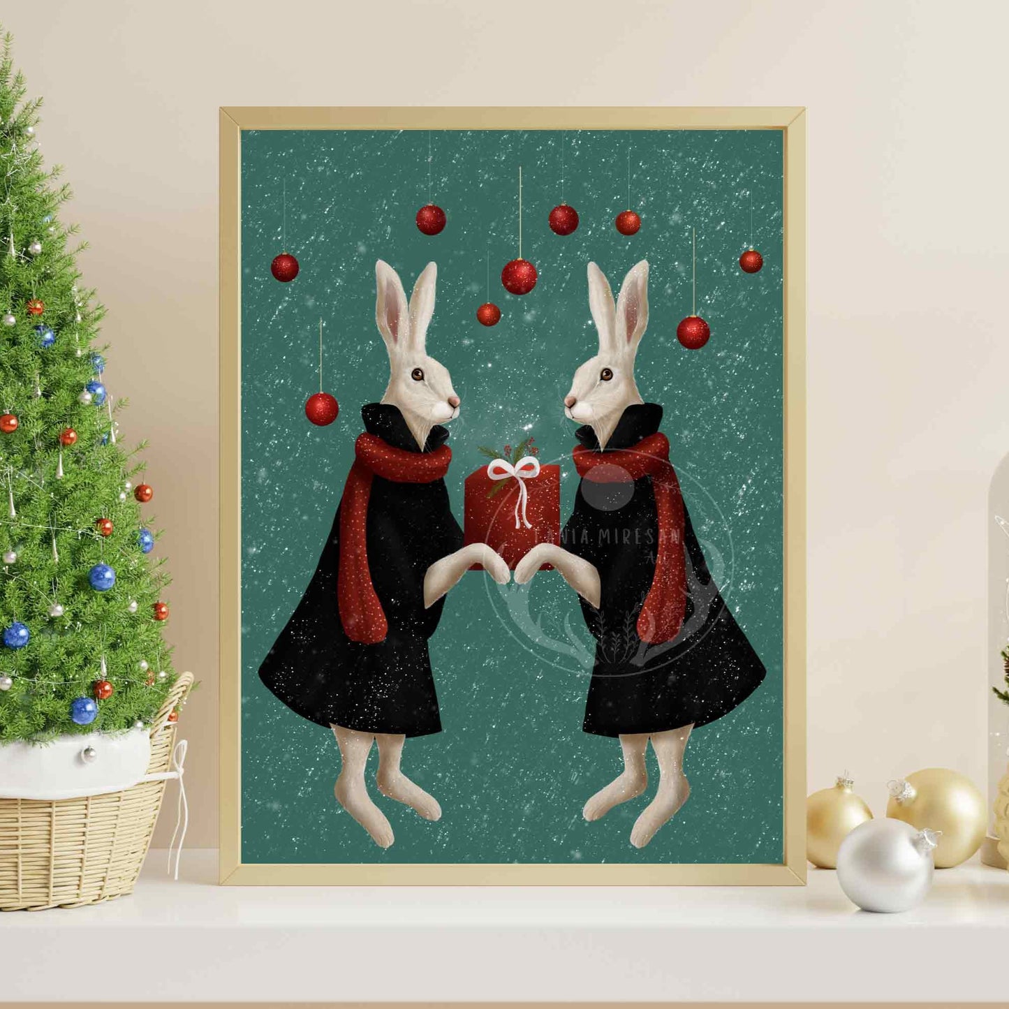 Christmas Hares Fine Art Print