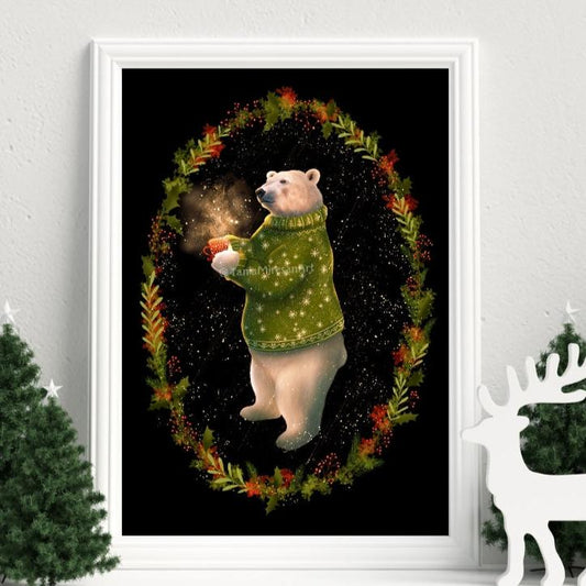 Christmas Polar Bear Fine Art Print