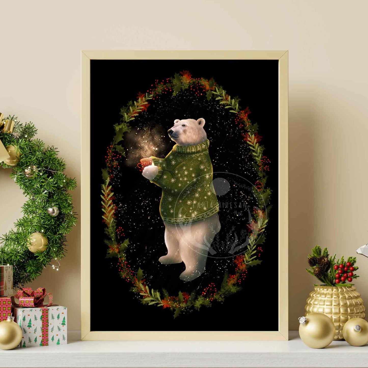 Christmas Polar Bear Fine Art Print