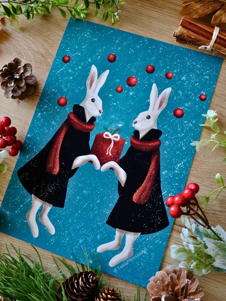 Christmas Hares Fine Art Print